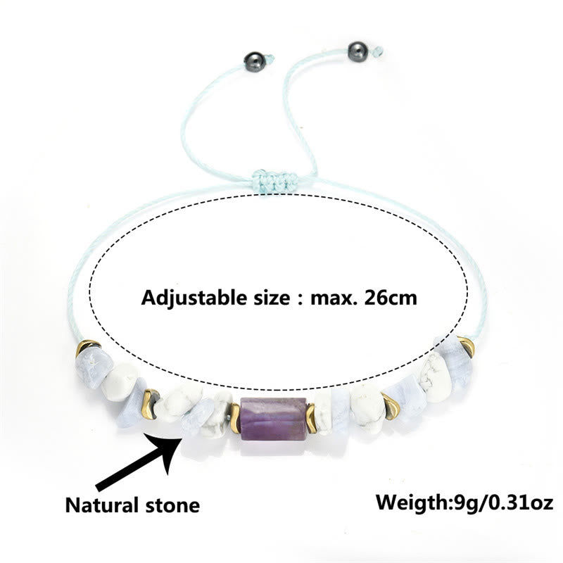 Amethyst-Blauer Spitzenachat-Heilarmband zur Stressbewältigung, 14–24 cm