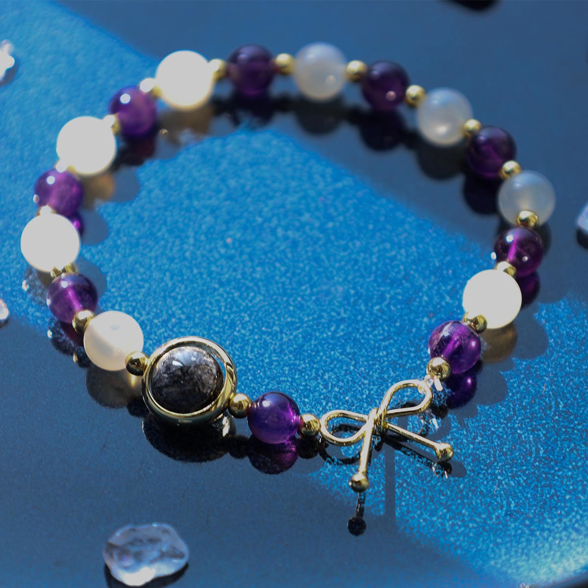 Amethyst Katzenauge Spirituelles Heilungsperlenarmband