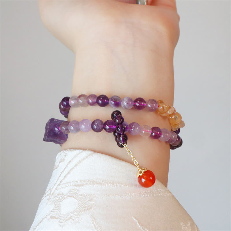 Amethyst-Citrin-Doppelwickelarmband für positive Transformation