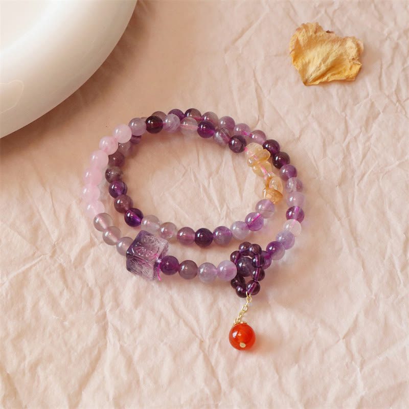 Amethyst-Citrin-Doppelwickelarmband für positive Transformation