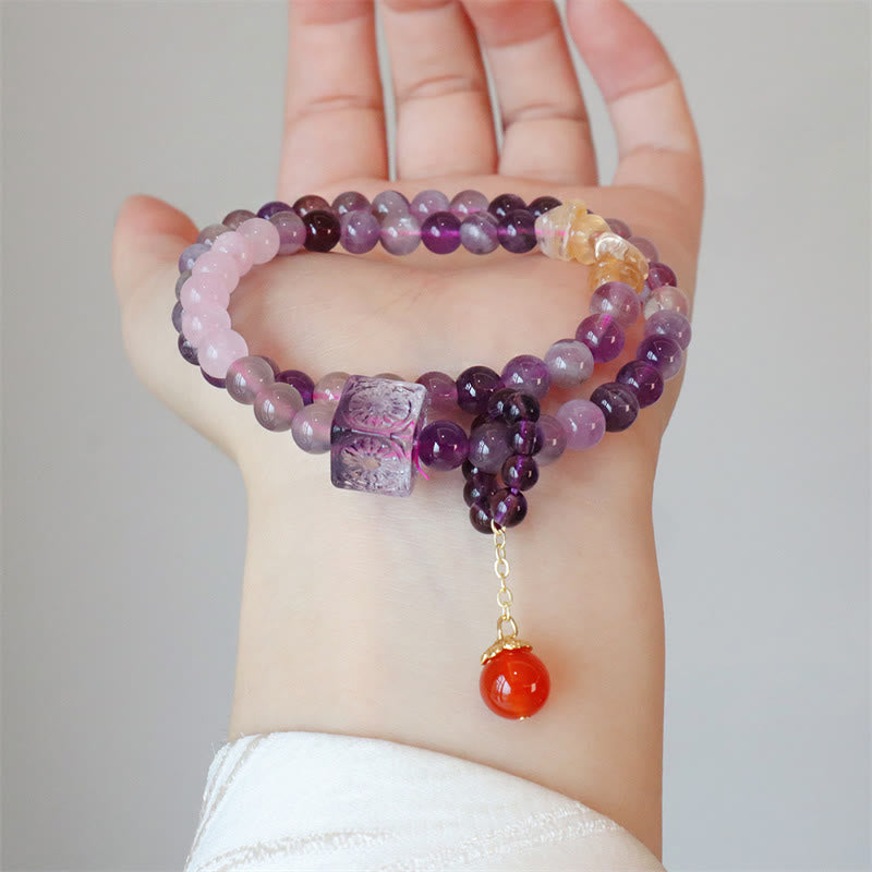Amethyst-Citrin-Doppelwickelarmband für positive Transformation