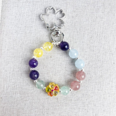 Amethyst Citrin Erdbeerquarz Schlüsselanhänger