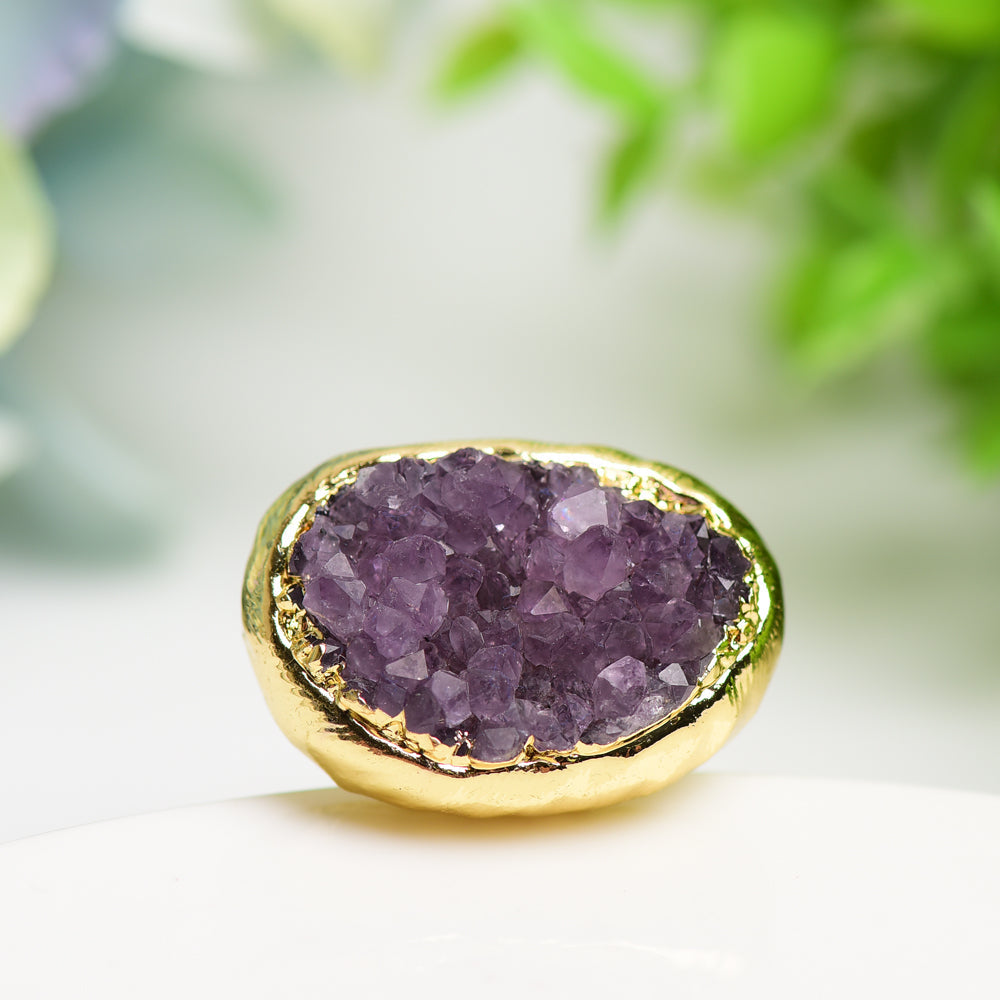 Amethyst Cluster Ring Gold Metall Rohkristall 10g