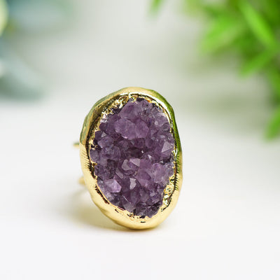Amethyst Cluster Ring Gold Metall Rohkristall 10g