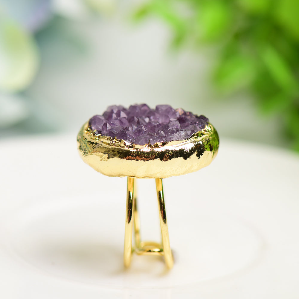 Amethyst Cluster Ring Gold Metall Rohkristall 10g