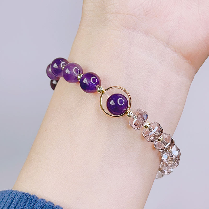 Amethyst-Kristallarmband mit vierblättrigem Kleeblatt zur Heilung