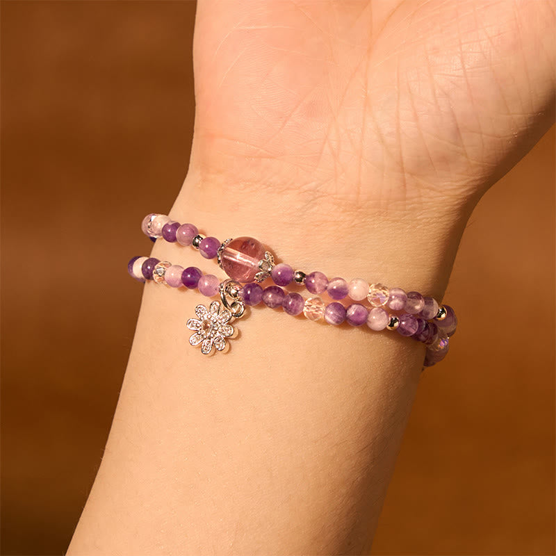Amethyst Kristall Doppel Wickelarmband Spiritualiteit