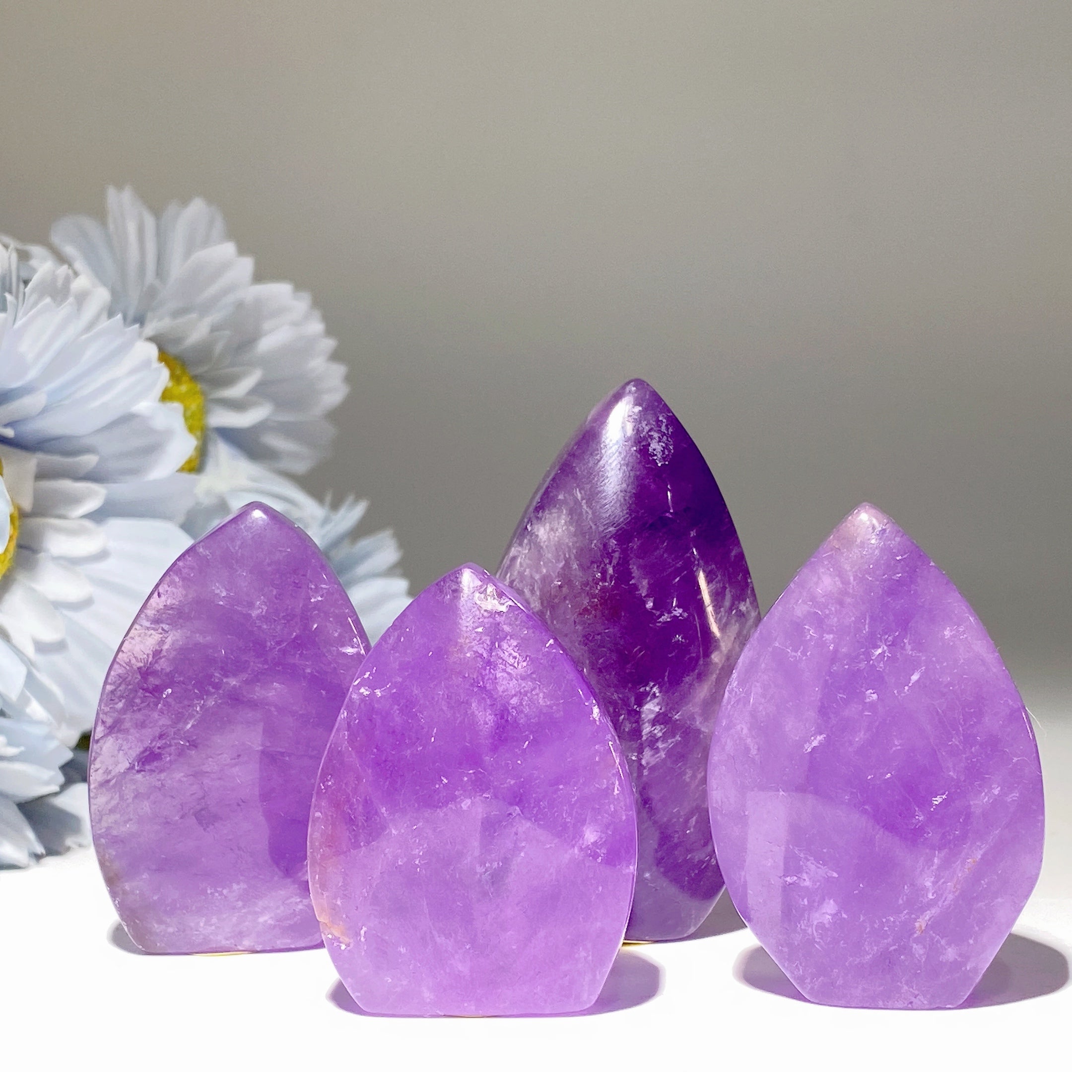 Amethyst Crystal Hearts 1.4-2.5" Free Form & Heart Shapes
