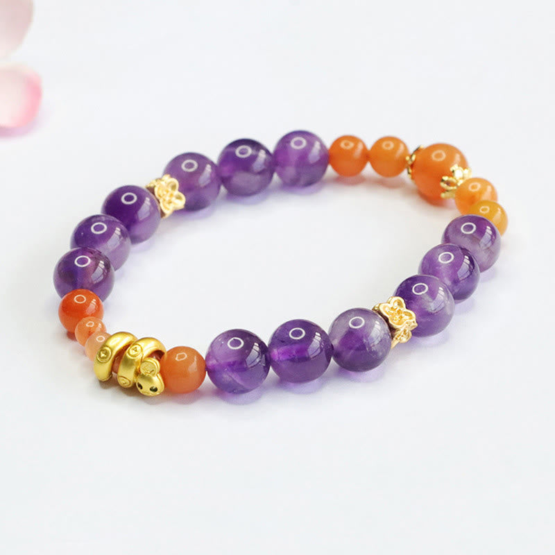 Amethyst-Gold-Seiden-Jade-Armband für Balance