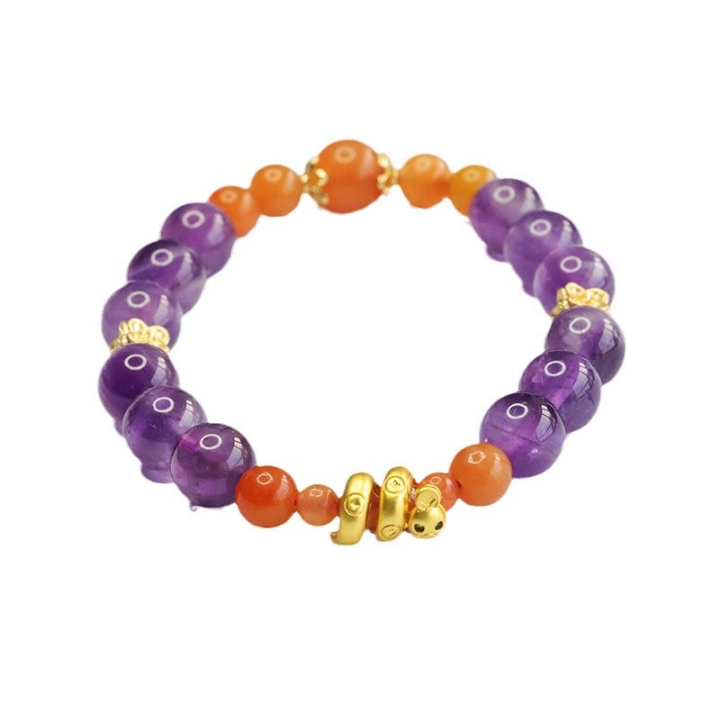 Amethyst-Gold-Seiden-Jade-Armband für Balance