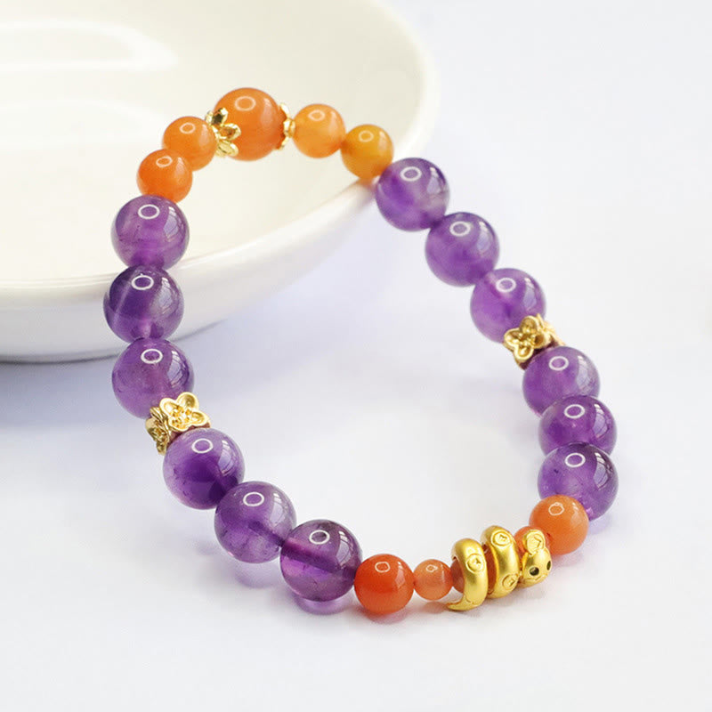 Amethyst-Gold-Seiden-Jade-Armband für Balance