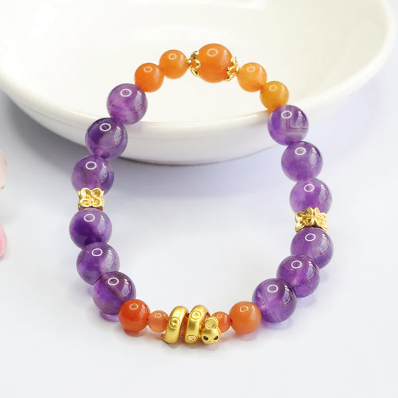 Amethyst-Gold-Seiden-Jade-Armband für Balance