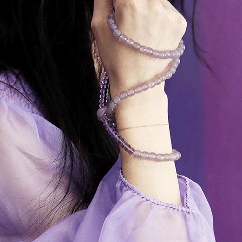 Amethyst-Meditationsarmband, natürliche Kristallheilung, 15,5 cm