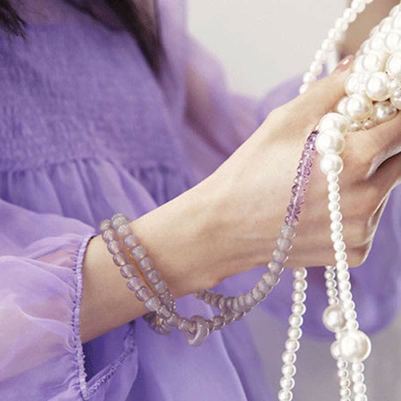 Amethyst-Meditationsarmband, natürliche Kristallheilung, 15,5 cm