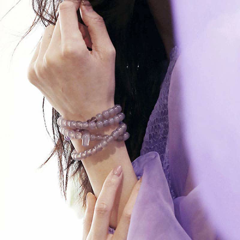 Amethyst-Meditationsarmband, natürliche Kristallheilung, 15,5 cm