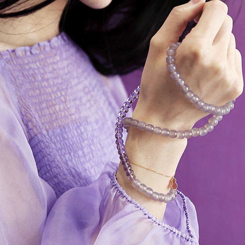 Amethyst-Meditationsarmband, natürliche Kristallheilung, 15,5 cm