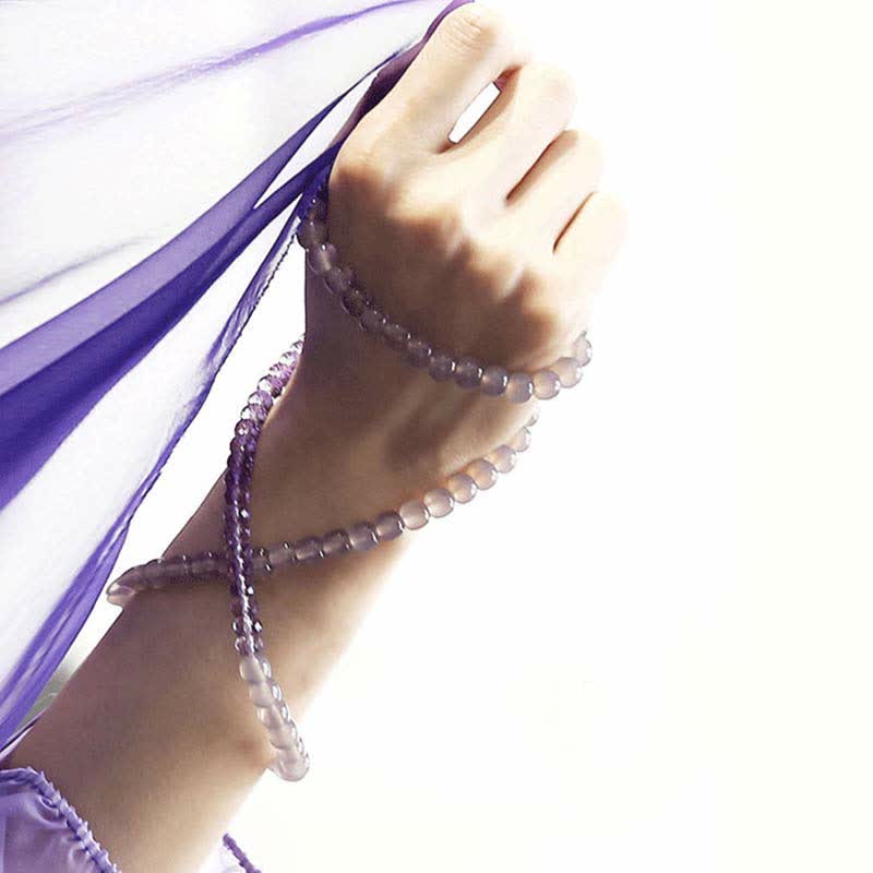 Amethyst-Meditationsarmband, natürliche Kristallheilung, 15,5 cm