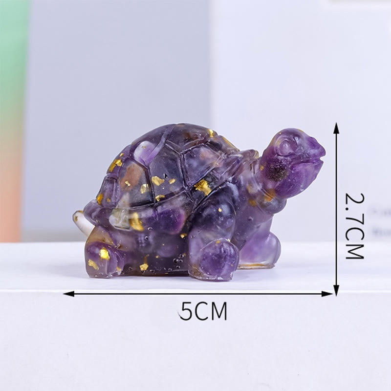 Kleine Schildkrötenstatue aus natürlichem Amethystkristallharz
