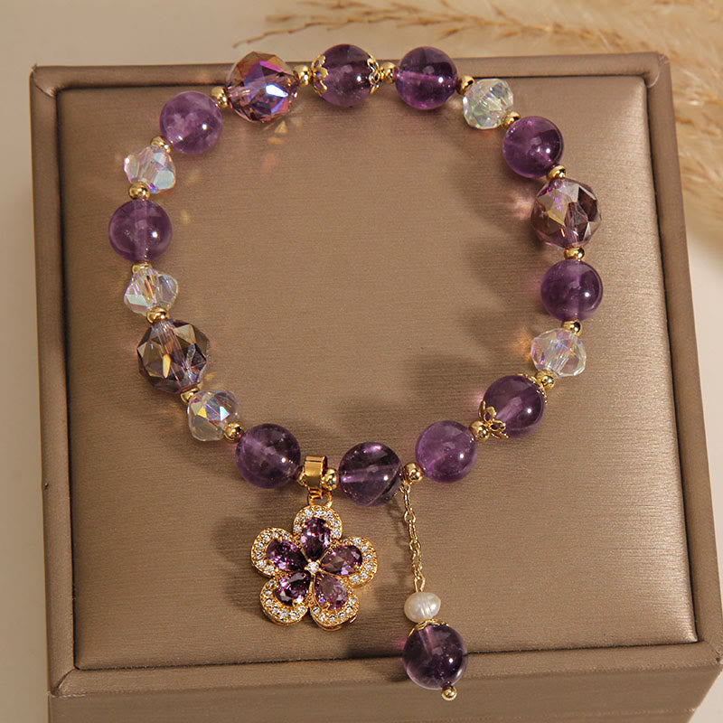 Amethyst Perlenblume Inner Peace Heilungsarmband