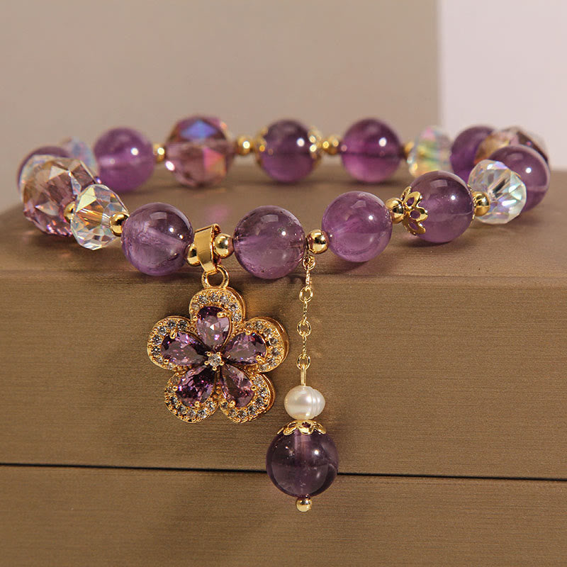 Amethyst Perlenblume Inner Peace Heilungsarmband