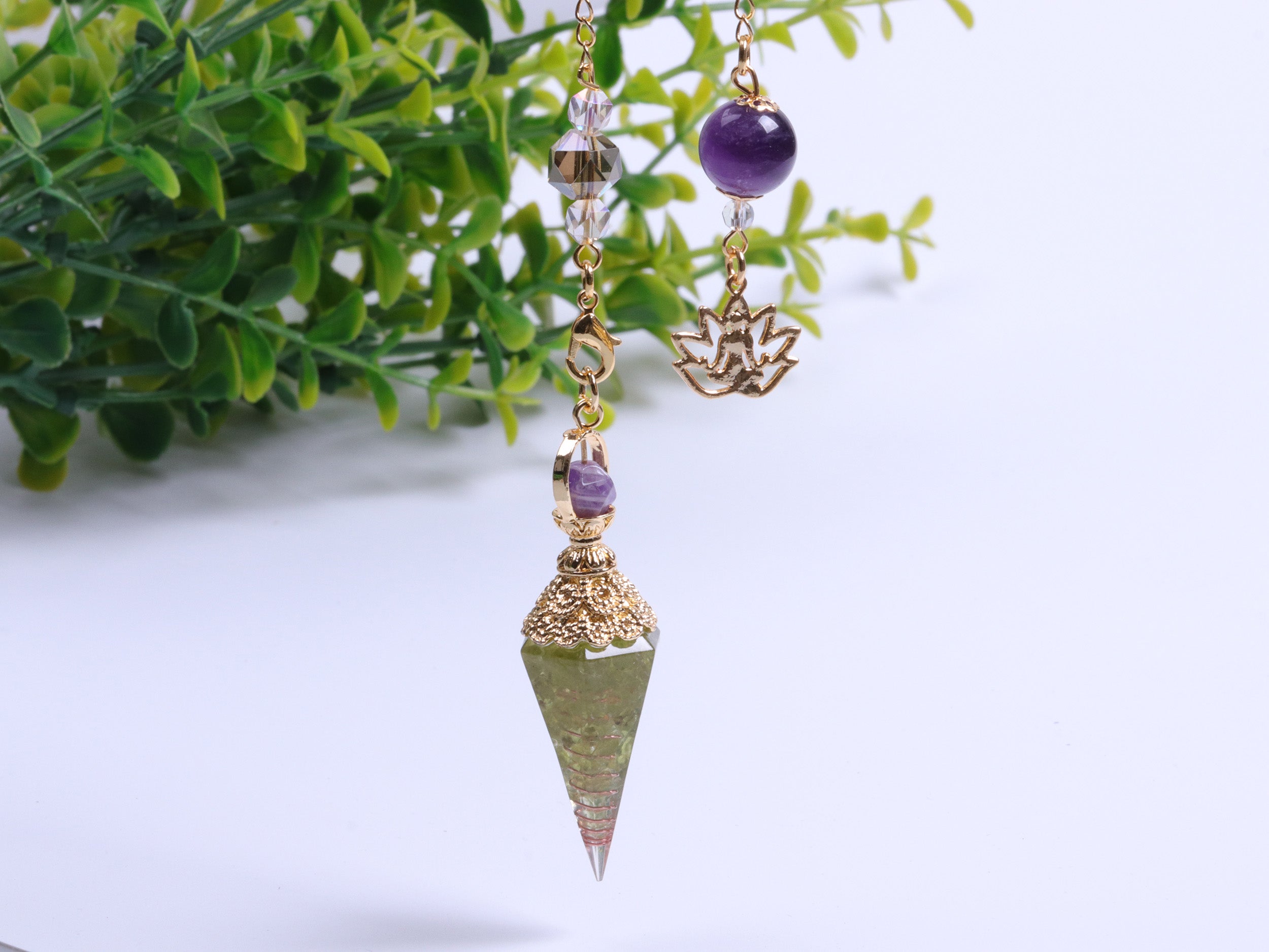 Amethyst Peridot Orgon Kristall Pendel