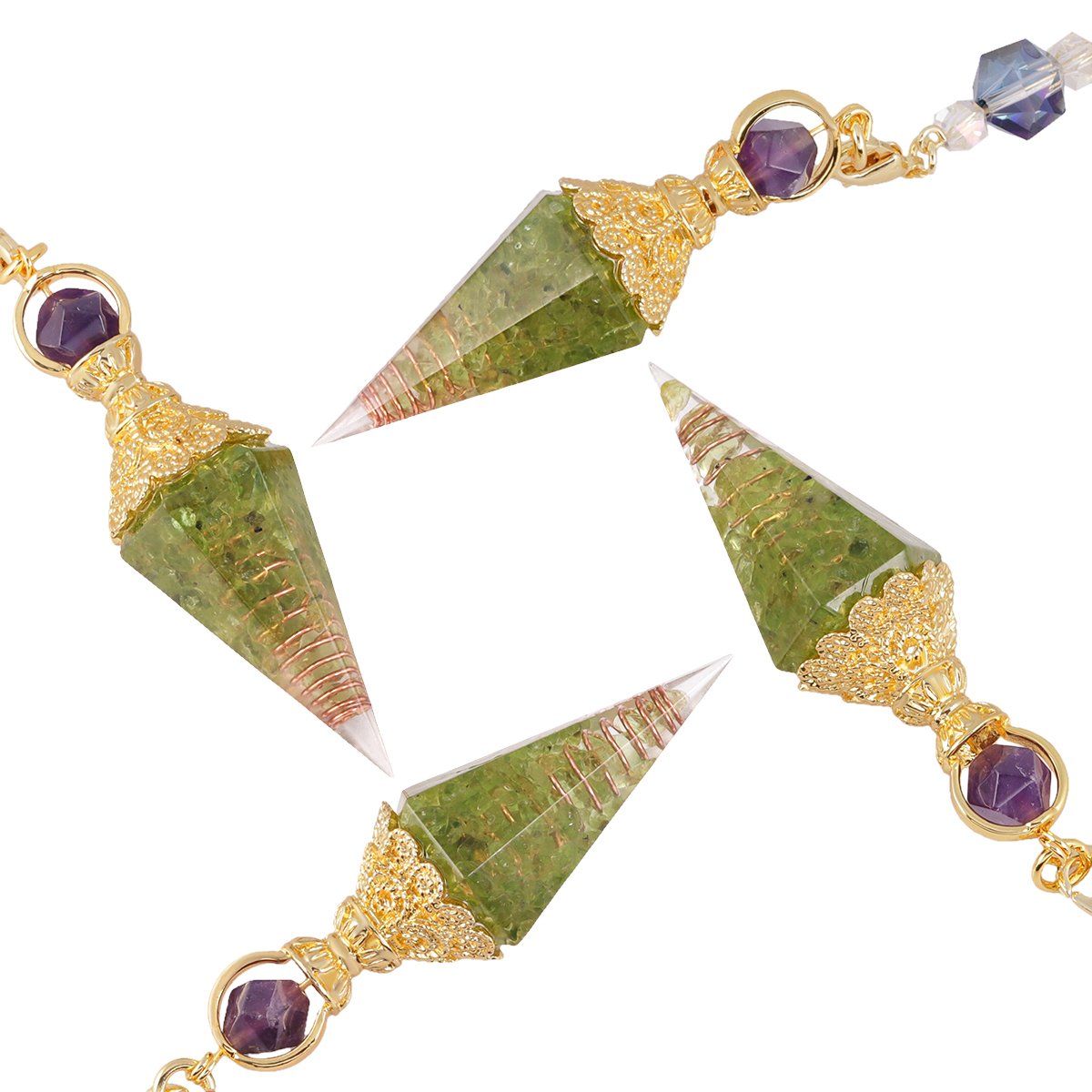 Amethyst Peridot Orgon Kristall Pendel