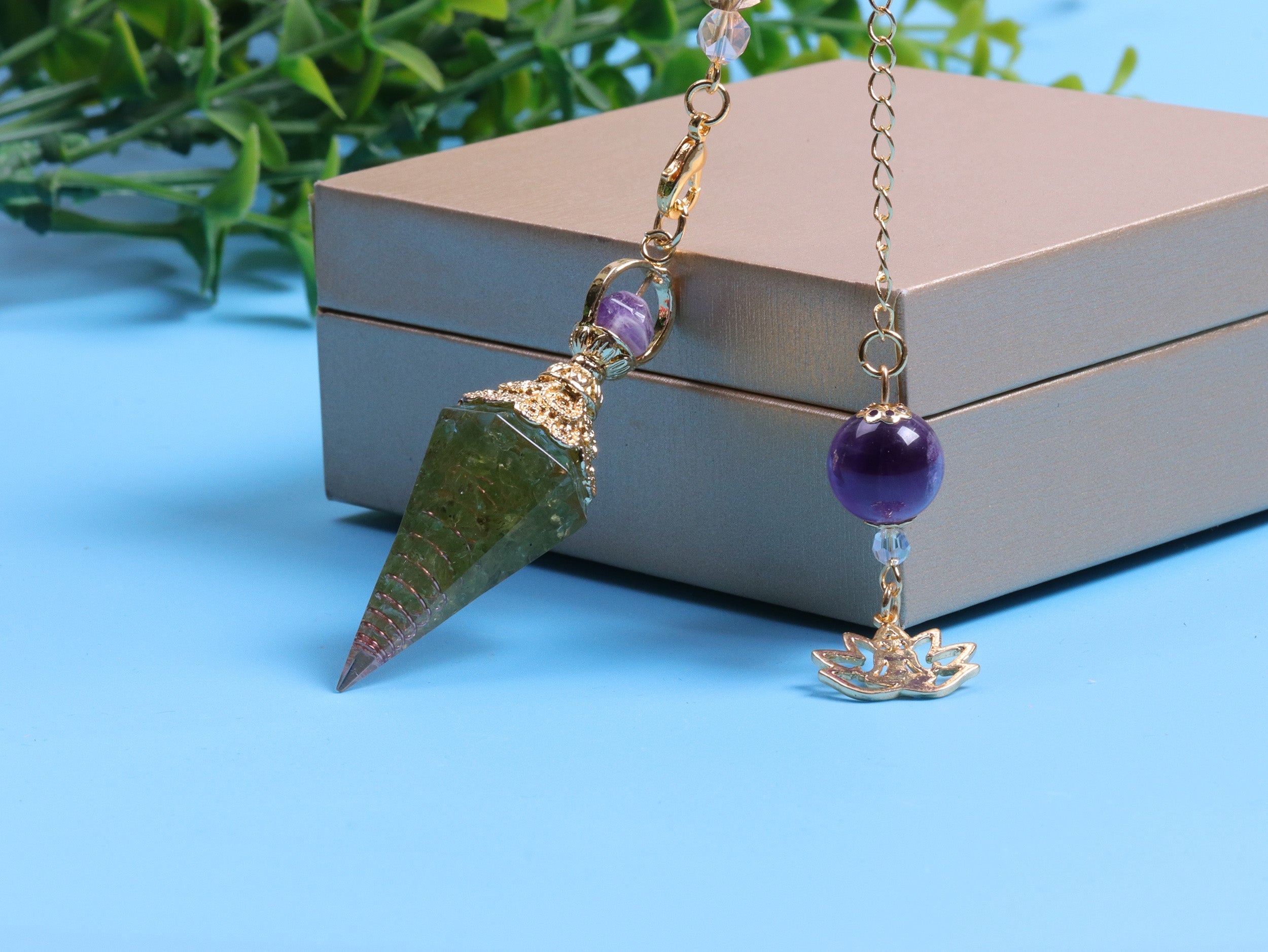 Amethyst Peridot Orgon Kristall Pendel
