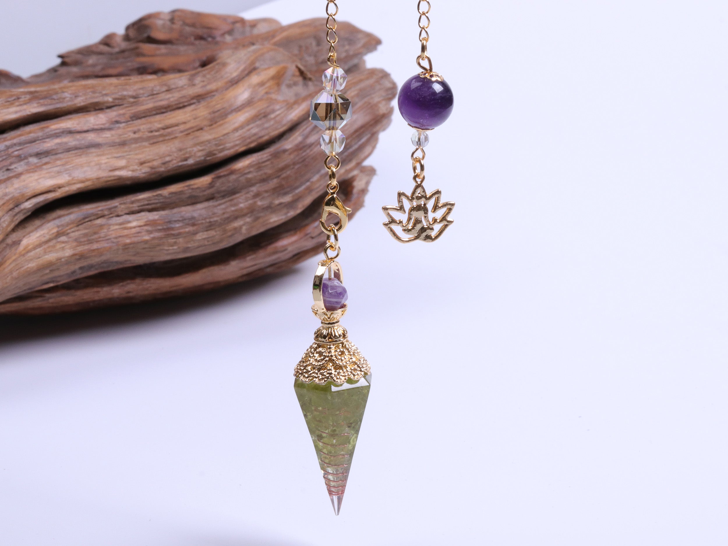 Amethyst Peridot Orgon Kristall Pendel