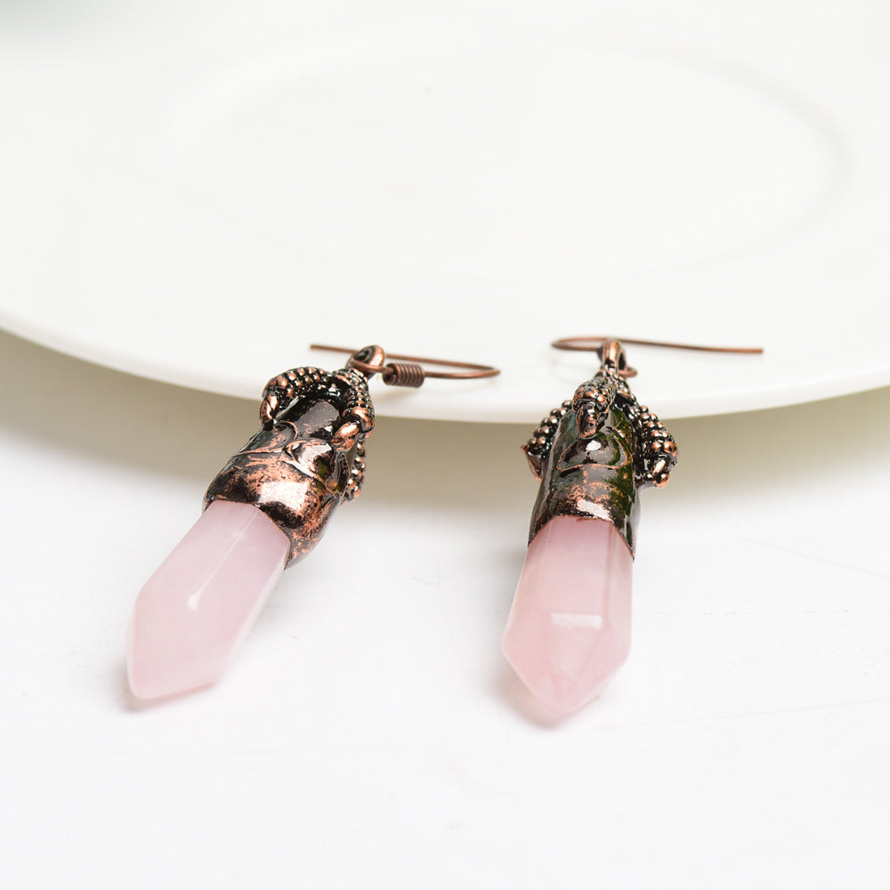 Amethyst and Rose Quartz Crystal Healing Earrings