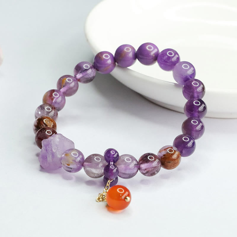 Amethyst-Armband mit spirituellem Bewusstsein, 7–8 mm Perlen