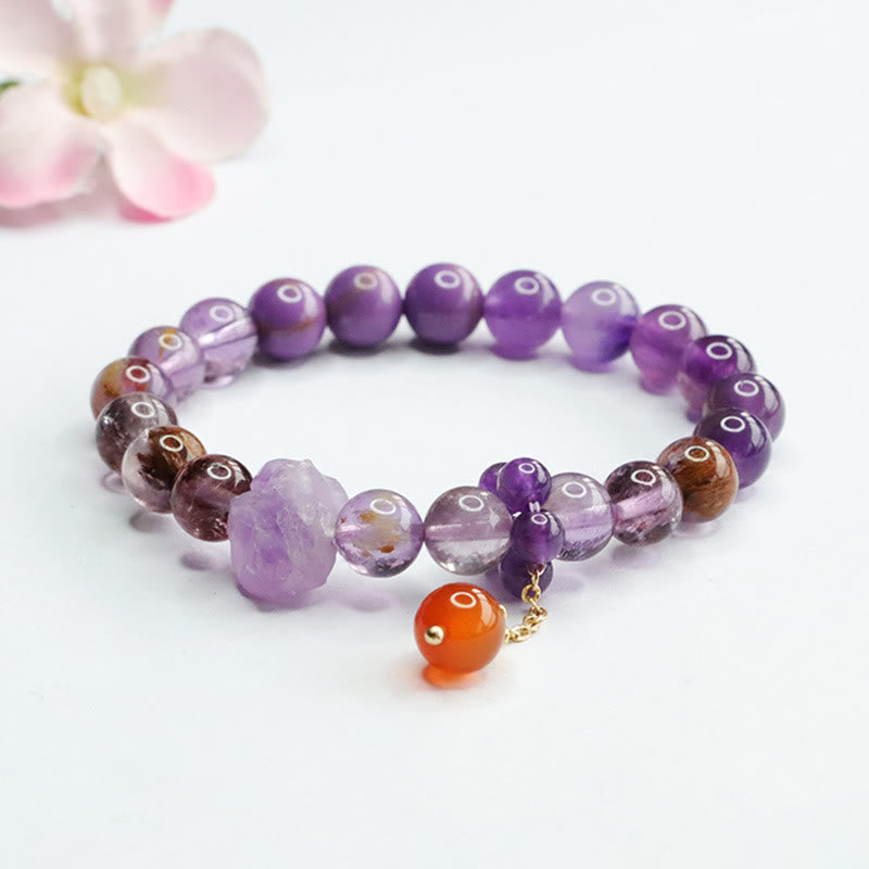 Amethyst-Armband mit spirituellem Bewusstsein, 7–8 mm Perlen