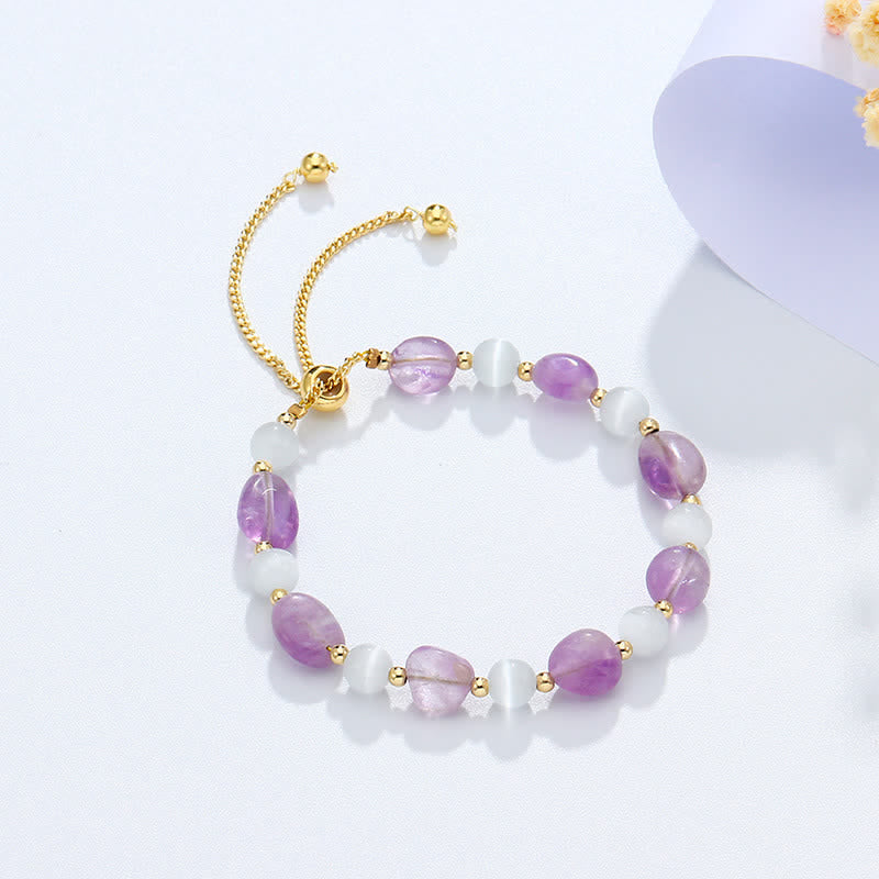 Amethyst-Armband mit spirituellem Bewusstsein, rosa Kristall und Quarz