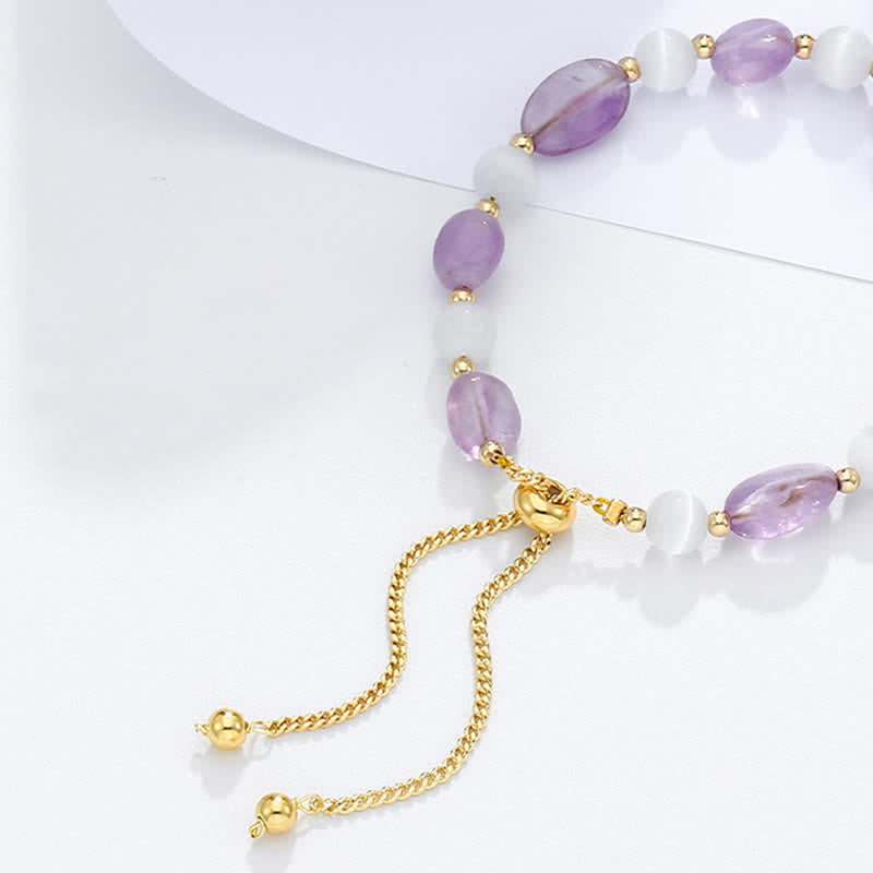 Amethyst-Armband mit spirituellem Bewusstsein, rosa Kristall und Quarz