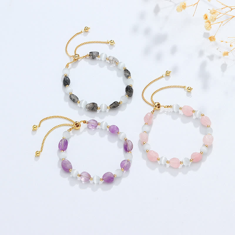 Amethyst-Armband mit spirituellem Bewusstsein, rosa Kristall und Quarz