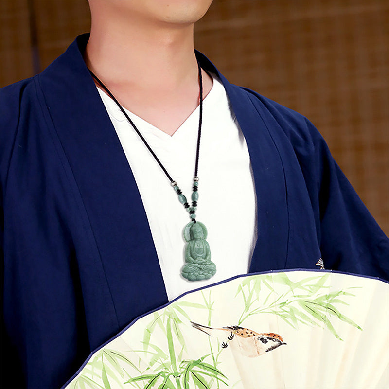 Amitabha Buddha Jade Amulett Halskette Mitgefühl Symbol