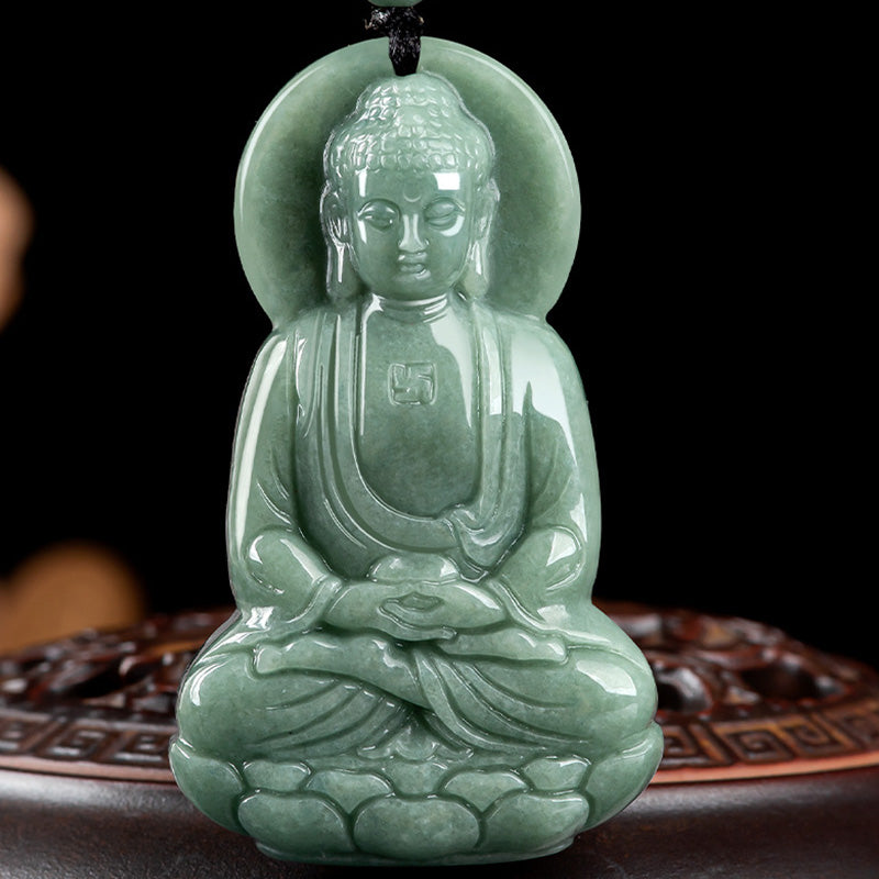 Amitabha Buddha Jade Amulett Halskette Mitgefühl Symbol