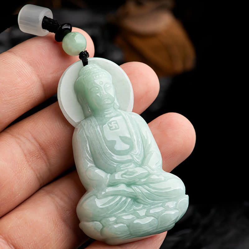 Amitabha Buddha Jade Amulett Halskette Mitgefühl Symbol