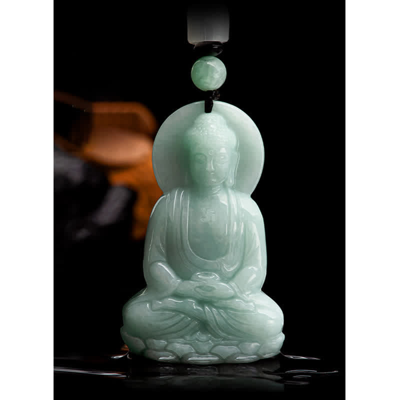 Amitabha Buddha Jade Amulett Halskette Mitgefühl Symbol