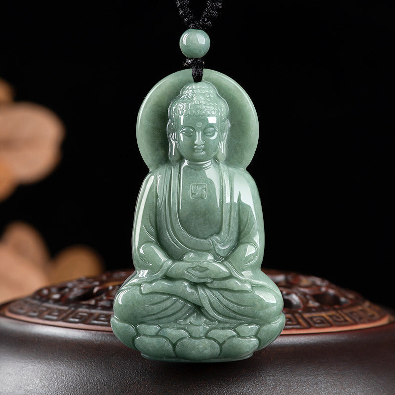 Amitabha Buddha Jade Amulett Halskette Mitgefühl Symbol