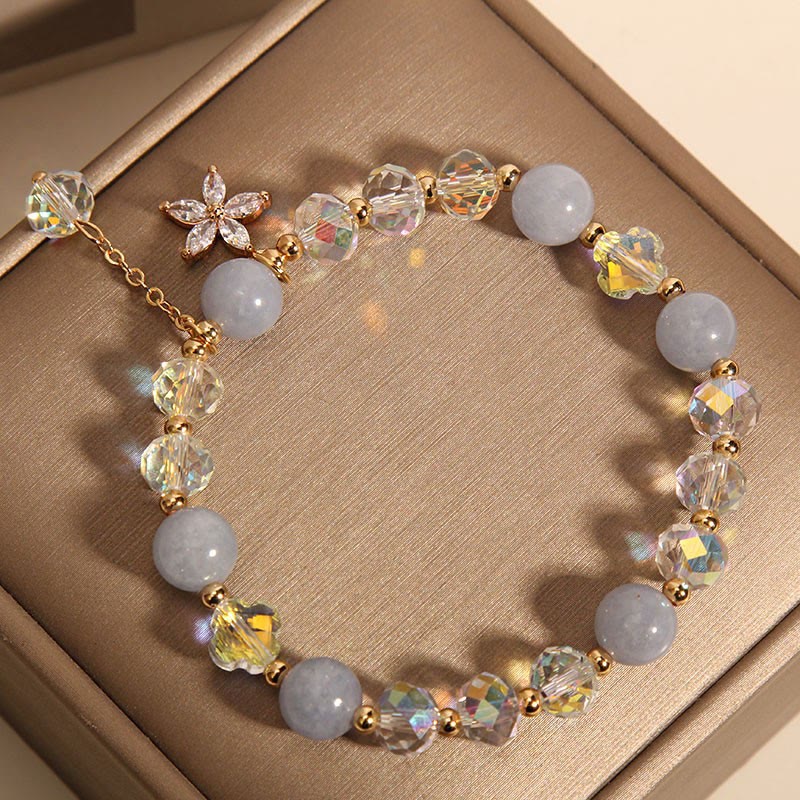 Aquamarin Armband Natur 14-16cm Handgelenk Peace Schmuck