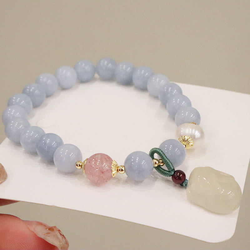 Aquamarin-Chalcedon-Gelassenheits-Charm-Armband für Meditation