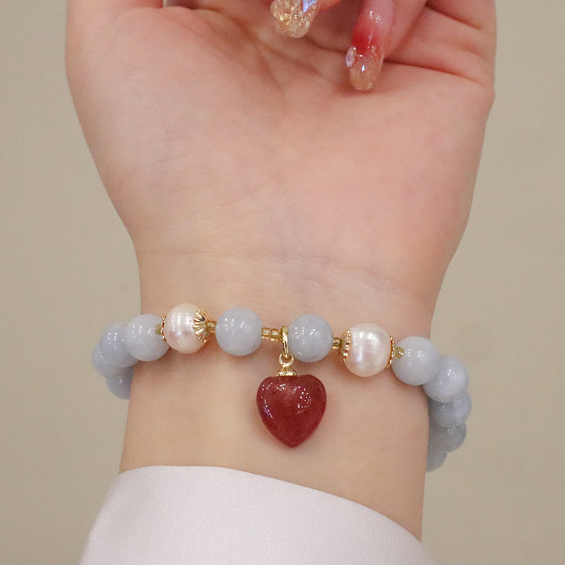 Aquamarin-Chalcedon-Gelassenheits-Charm-Armband für Meditation