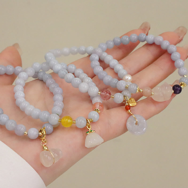Aquamarin-Chalcedon-Gelassenheits-Charm-Armband für Meditation