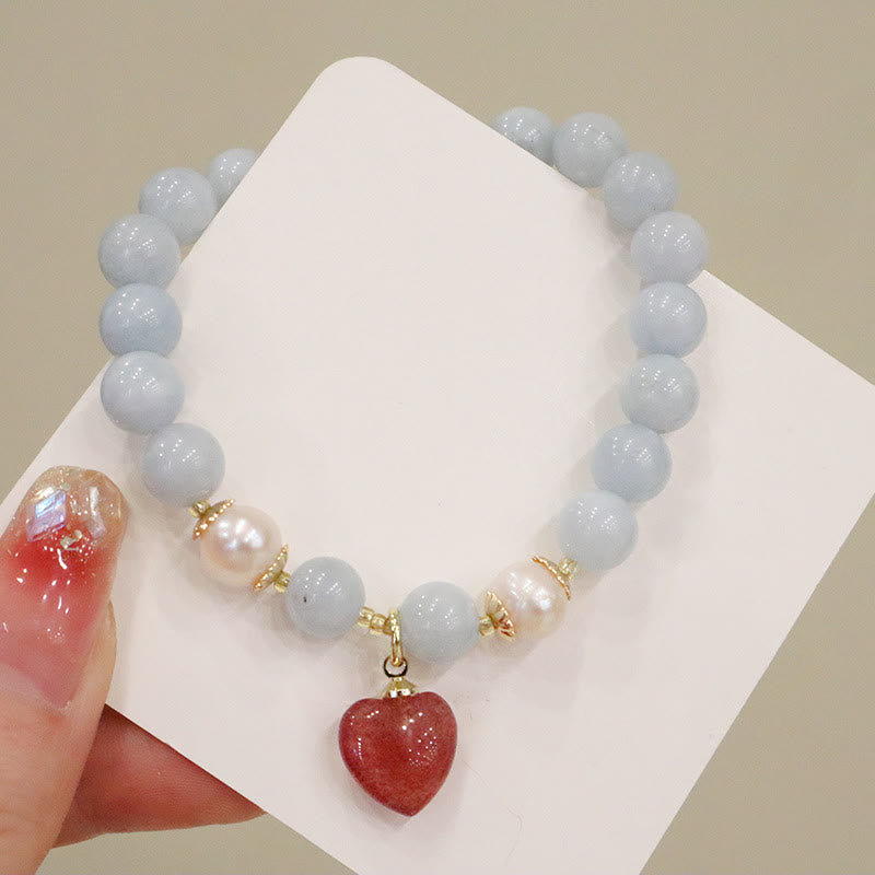 Aquamarin-Chalcedon-Gelassenheits-Charm-Armband für Meditation