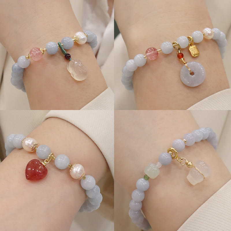 Aquamarin-Chalcedon-Gelassenheits-Charm-Armband für Meditation