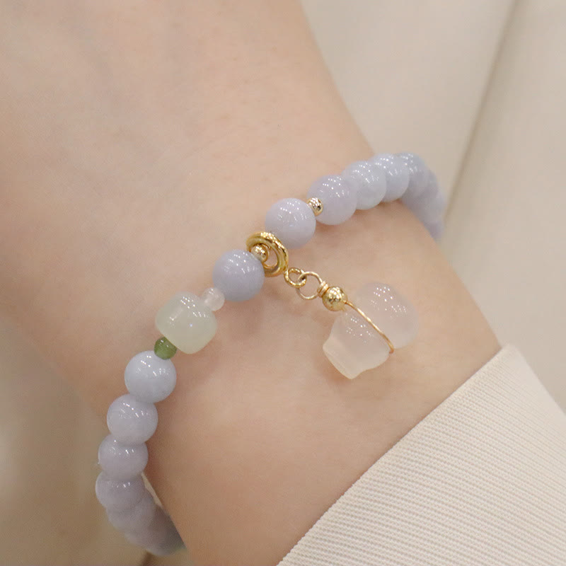 Aquamarin-Chalcedon-Gelassenheits-Charm-Armband für Meditation