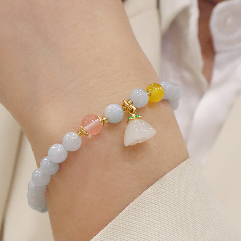 Aquamarin-Chalcedon-Gelassenheits-Charm-Armband für Meditation