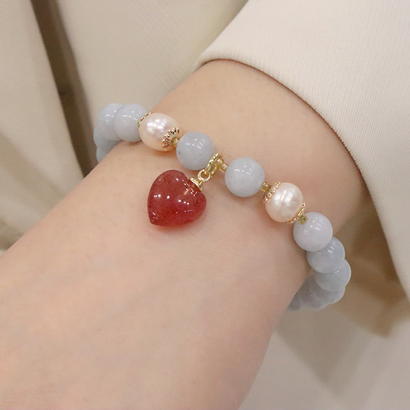 Aquamarin-Chalcedon-Gelassenheits-Charm-Armband für Meditation
