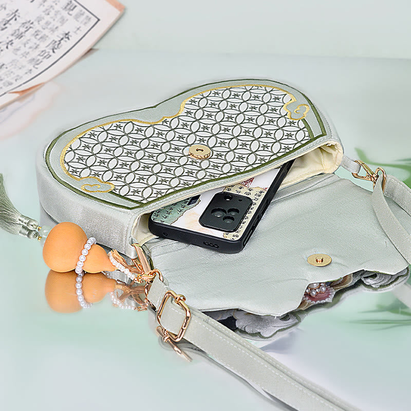 Aquamarine Yogatasche mit Panda-Kürbis-Anhänger und verstellbarem Riemen