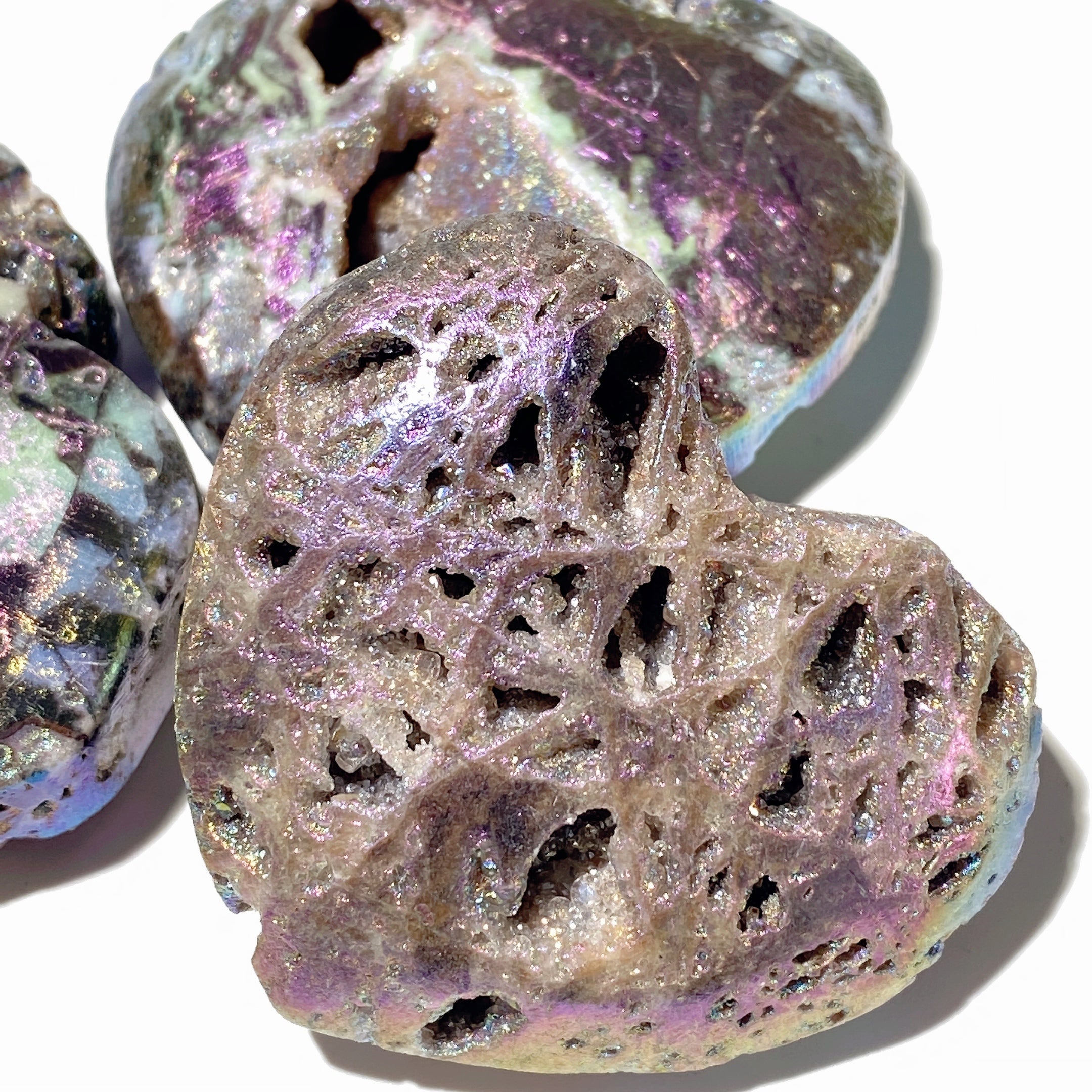 Aura Druzy Zinc Heart Crystal 1.5-2.5 Inch Healing Stone